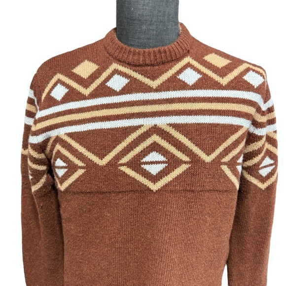 Passenger Thick Geometric Wool Blend Sweater Mens Size M Jumper Outdoor Retro - Picture 2 of 9